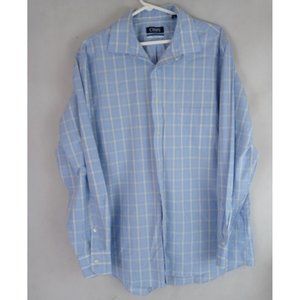 Chaos Regular Fit Stretch Collar Wrinkle Free Men's Blue & Yellow Shirt Size XL